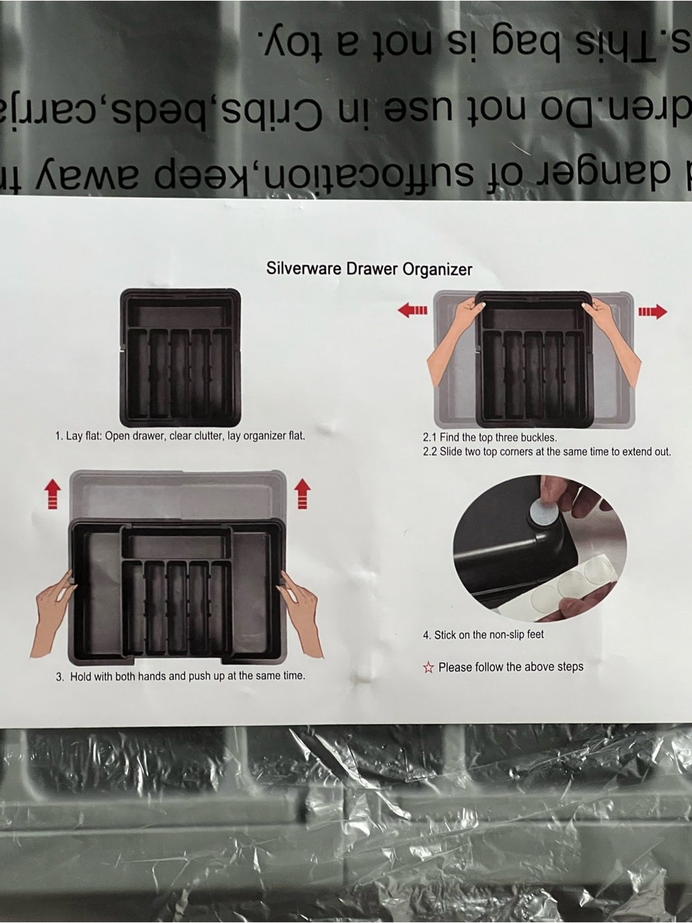 Adjustable Silverware Drawer Organizer - Black